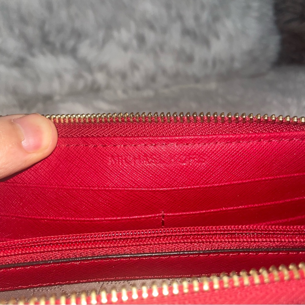 Red saffiano leather Continental wallet large Michael Kors wallet - Picture 3 of 16